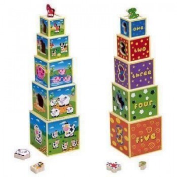 Torre de cubos números inglés Smart de madera apilables