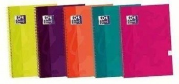 Bloc espiral Oxford 400075612 folio 80H. Tapa extradura cuadros 4X4 Azul Soft touch