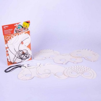 Máscaras cartón Apli 13684 animales surtidos 360g 6 unidades