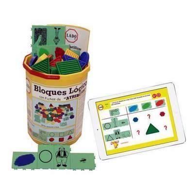 Bote 80 bloques lógicos y 22 fichas de atributos con actividades digitales