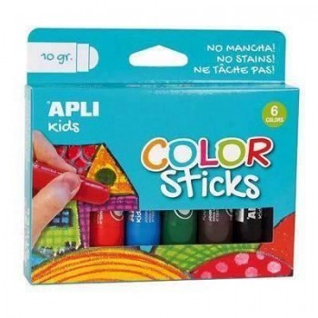 C.6 témperas sólidas Apli Color Sticks 10g colores surtidos