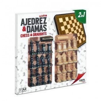 Tablero ajedrez-damas oca Cayro con accesorios madera 40x40 cm 094