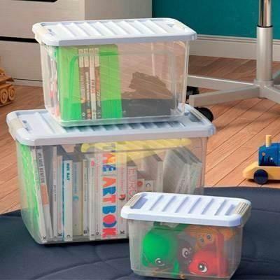 Caja con tapa integrada Curver 5l 280x180x165mm gris-transparente