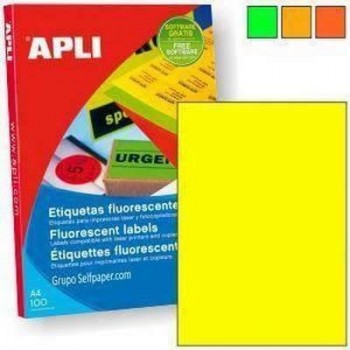 Etiquetas Apli 11747 210x297 fluorescente amarilla