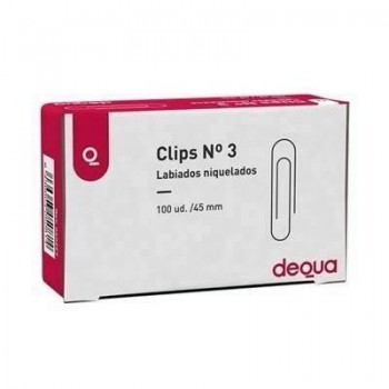 Clips Dequa Nº3 Caja de 100 unidades plateados 040297