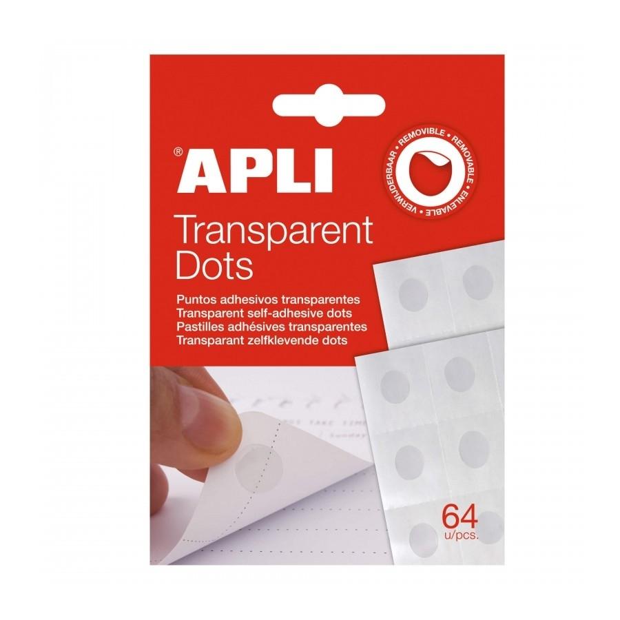 Gotas de silicona Apli 12871 dot puntos adhesivos removibles transparentes 64 unidades