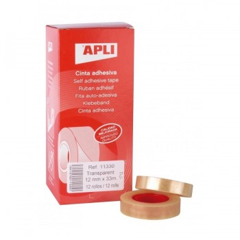 Cinta adhesiva Apli 11330 rollo transparente12mm x 33m