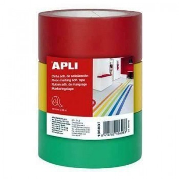 Rollo precinto Apli 18608 40mmx33m p/3 rojo/amarillo/verde