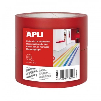 Paq.2 rollos cinta adhesiva PVC 160 micras 40mmx33m rojo 18609