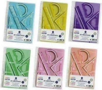 Juego regla Poessa 328568 pastel con funda multitaladro