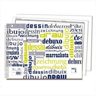 Bloc espiral de dibujo Pacsa 248X346 20H. con recuadro 140G. 18852 asignatura