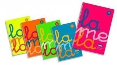 Bloc espiral Lamela 7FTP005S folio tapa plastico fluor surtido 80h 90g cuadrovía 5mm