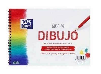 Bloc espiral dibujo Oxford 400148231 A5+ 20H 130G Liso