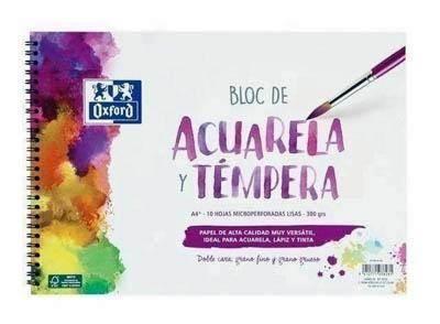 Bloc espiral dibujo acuarela Oxford 400148238 A4+ 10H 300G Liso