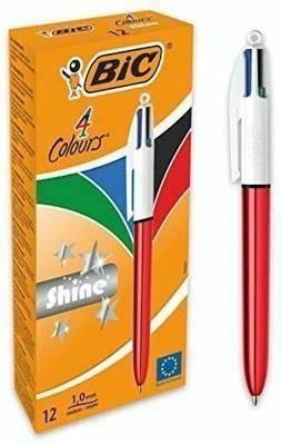 Boligrafo Bic 4 colores Shine rojo caja de 12 964773