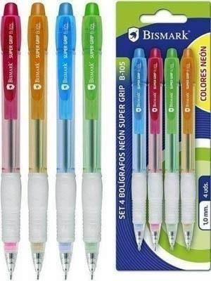 Boligrafo Bismark grip colores blister 4 unidades 328167
