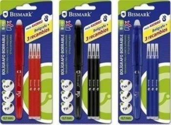 Boligrafo borrable Bismark + 3 recargar colores surtidos blister 3 unidades 328363
