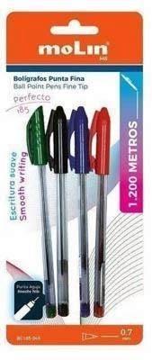 Boligrafo punta aguja blister de 4 surtidos BC185-04-S Molin