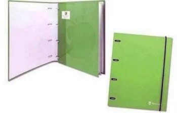 Carpeta Bismark carton A4 4 anillas 25 milimetros con recambio verde 90 gramos 324290
