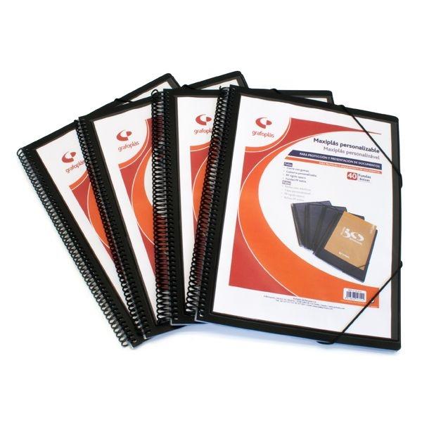 Carpeta fundas Maxiplas A4 50 fundas personalizable negro 39845010