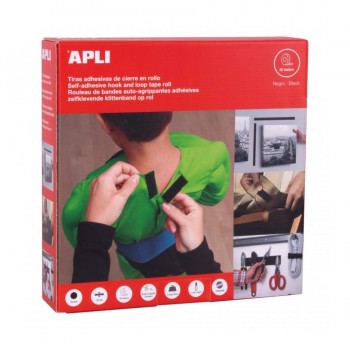 Rollo cinta Apli velcro 2X25M. negro 17018