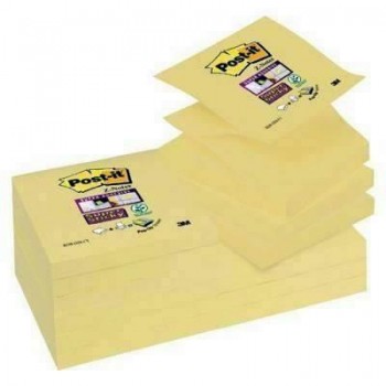 Paq.12 blocs notas adhesivas Post-it Super Sticky Z-Notes amarillo canario
