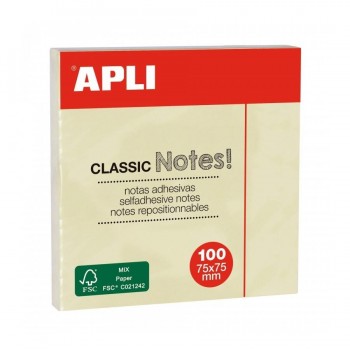 Notas adhesivas Apli 10975 taco classic amarillo 75x75mm 100 hojas