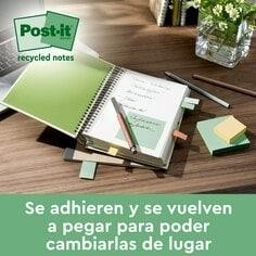 Notas adhesivas recicladas 3M 7100259123 Post-it - 100 hojas - 76 x 76 mm - Colores surtidos pastel - Pack 6 blocs