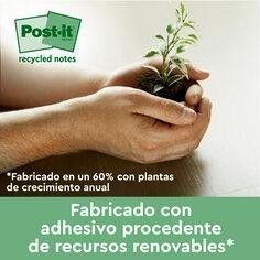 Notas adhesivas recicladas 3M 7100259123 Post-it - 100 hojas - 76 x 76 mm - Colores surtidos pastel - Pack 6 blocs
