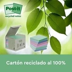 Notas adhesivas recicladas 3M 7100259123 Post-it - 100 hojas - 76 x 76 mm - Colores surtidos pastel - Pack 6 blocs