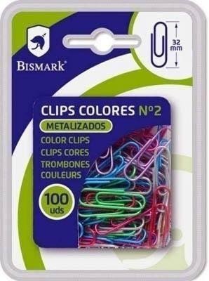 Clip nº2 metal colores Bismark caja 100 unidades 328068