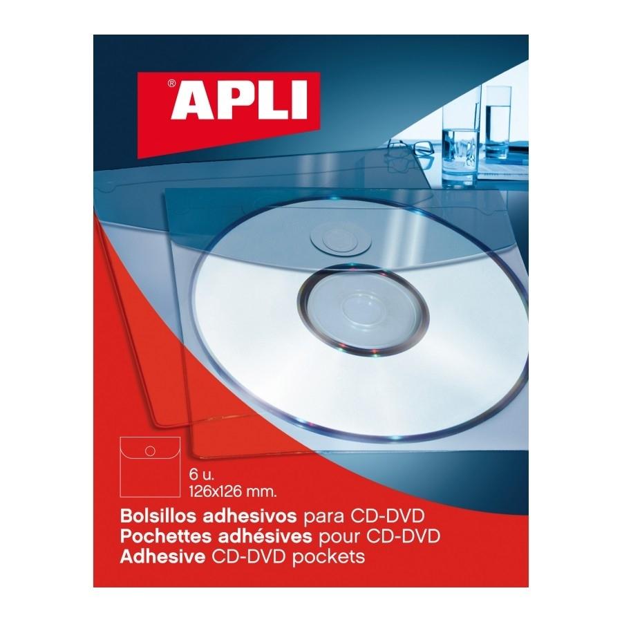Fundas autoadhesivas CD Apli 02585 126x126mm 6 unidades