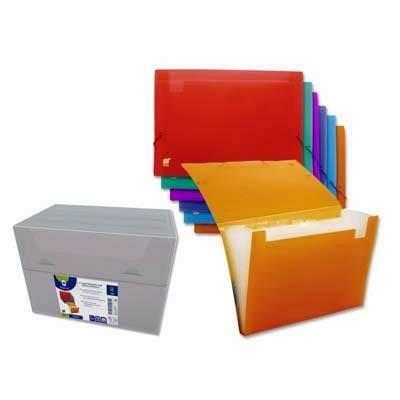 Carpeta fuelle Poessa con 12 separadores y gomas A4 colores surtidos