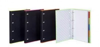 Carpeta cuaderno Pardo Neon 4 anillas con bloc y separadores surtidos