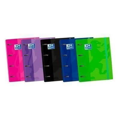 Carpeta 4 anillas Oxford EuropeanBinder con gomas y recambio A4+  rosa chicle