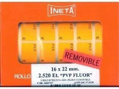 Etiqueta rollo 16x22 removible fluorescente PVP 1401717