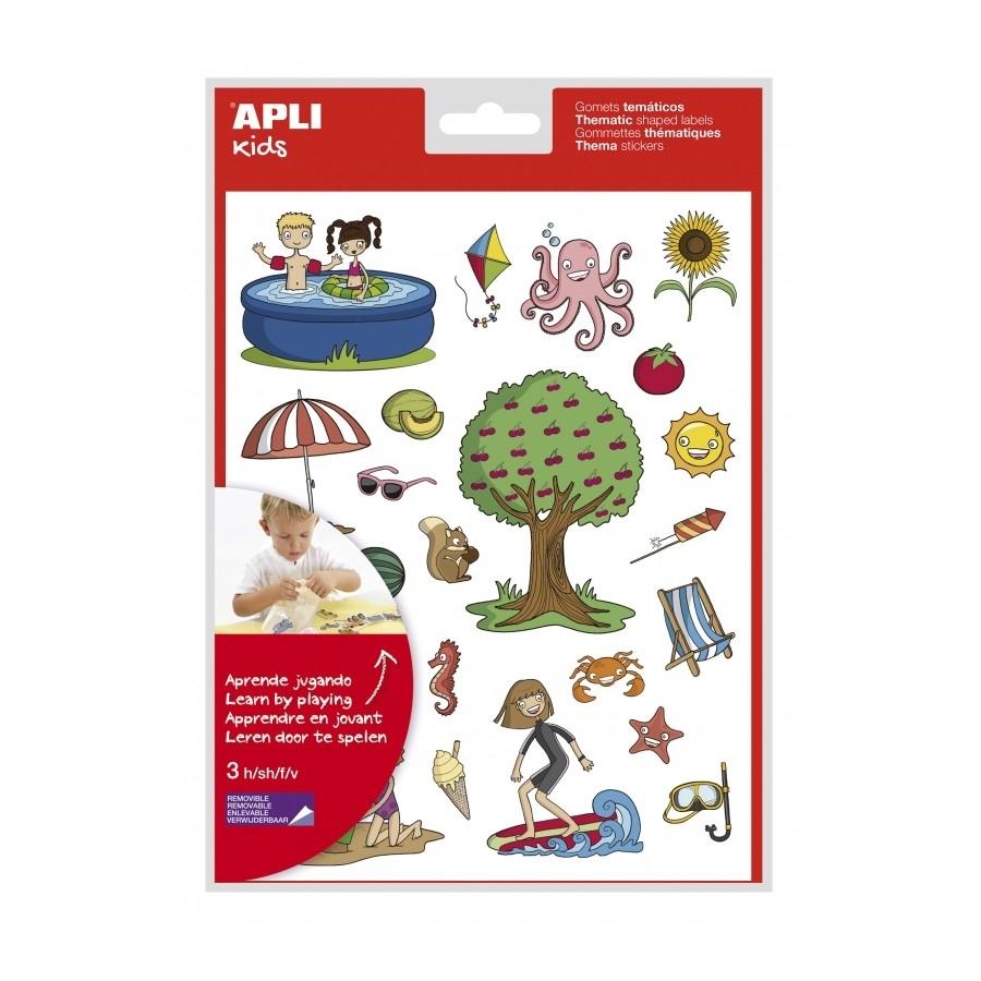 Gomets temáticos Apli 11615 verano 3 hojas 72 unidades