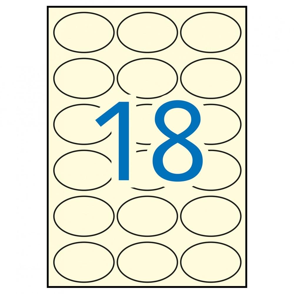 Etiquetas ovaladas imprimibles Apli 11799 crema 63,5x42,3mm 20 hojas 360 unidades