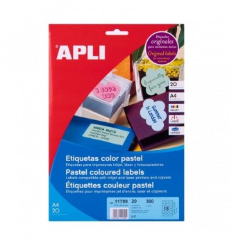 Etiquetas ovaladas imprimibles Apli 11799 crema 63,5x42,3mm 20 hojas 360 unidades