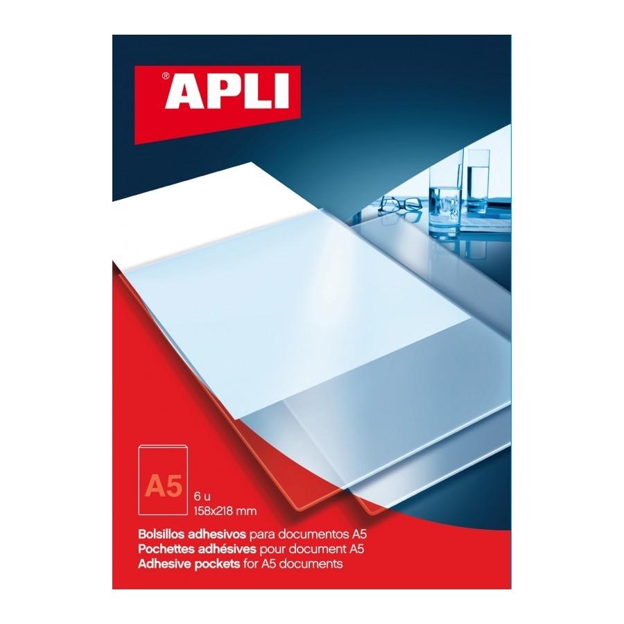 Fundas adhesivas Apli 02576 para etiquetas A5 158x218mm 6 unidades