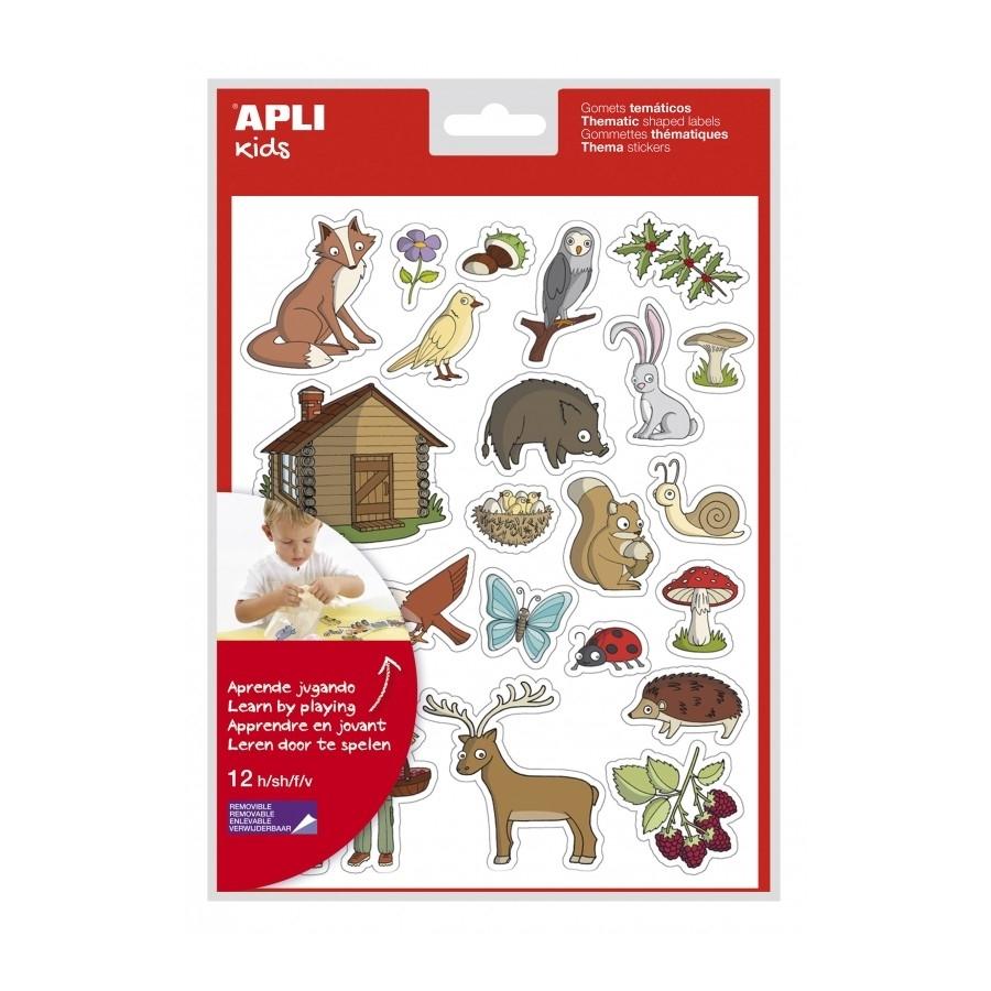 Gomets temáticos Apli 1144 bosque removible 12 hojas 276 unidades