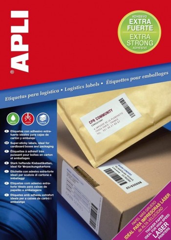Etiquetas imprimibles Apli 11784 blancas adhesivo extrafuerte 105x74mm 100 hojas 800 unidades