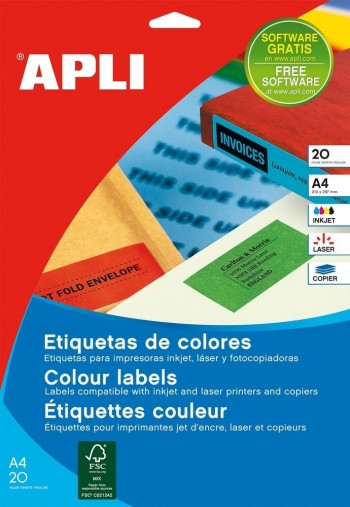 Etiquetas imprimibles Apli 12992 azules permanentes 105x148mm 20 hojas 80 unidades