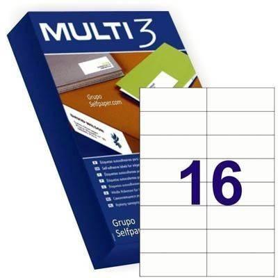 Etiquetas imprimibles Multi3 10524 blancas permanentes 105x37mm 500 hojas