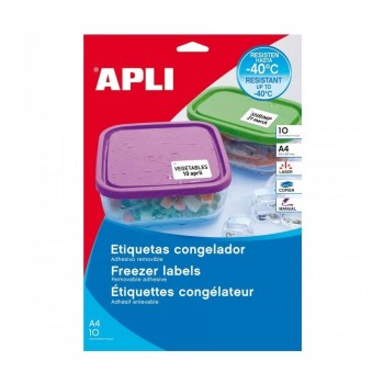 Etiquetas congelador Apli 15073 laser blancas removibles 38,1x21,2mm 20 hojas 650 unidades