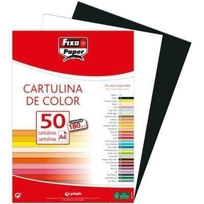Paq.50h cartulina Fixo Paper 180g A4 negro 11110310
