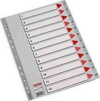 Indice Esselte 1-12 PP Fº Gris 49205