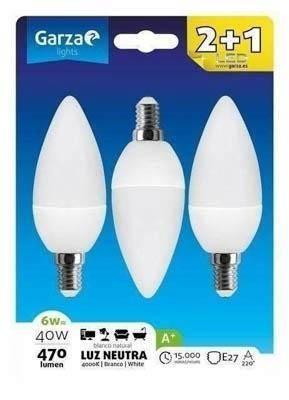 Bombilla Garza 461022 Led 6W 2+1 vela luz neutra