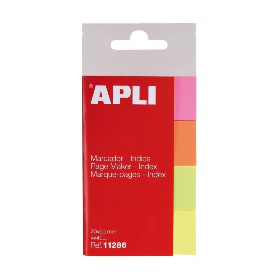 Banderitas señalizadoras adhesivas Apli 11286 papel 50x20mm 4 tacos de 40 hojas