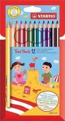 Lapiz triocolor Stabilo caja 12 unidades 203/12-01 trio grueso largo